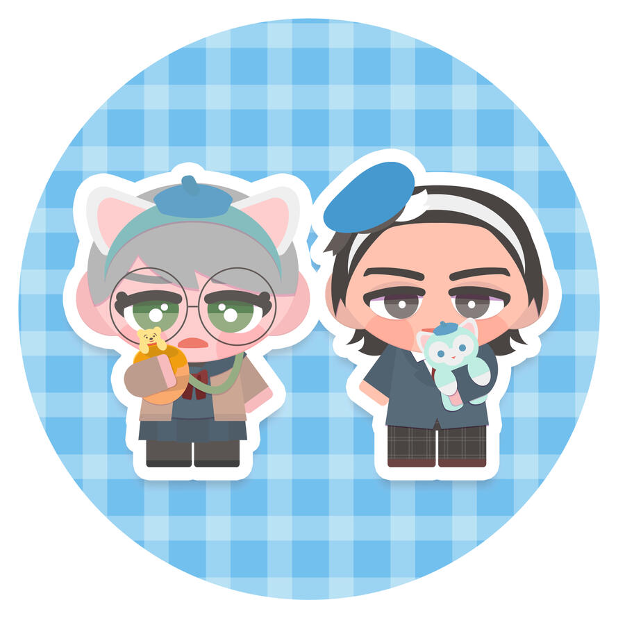 制服シー。行きにぬいぐるみ買った栄一。